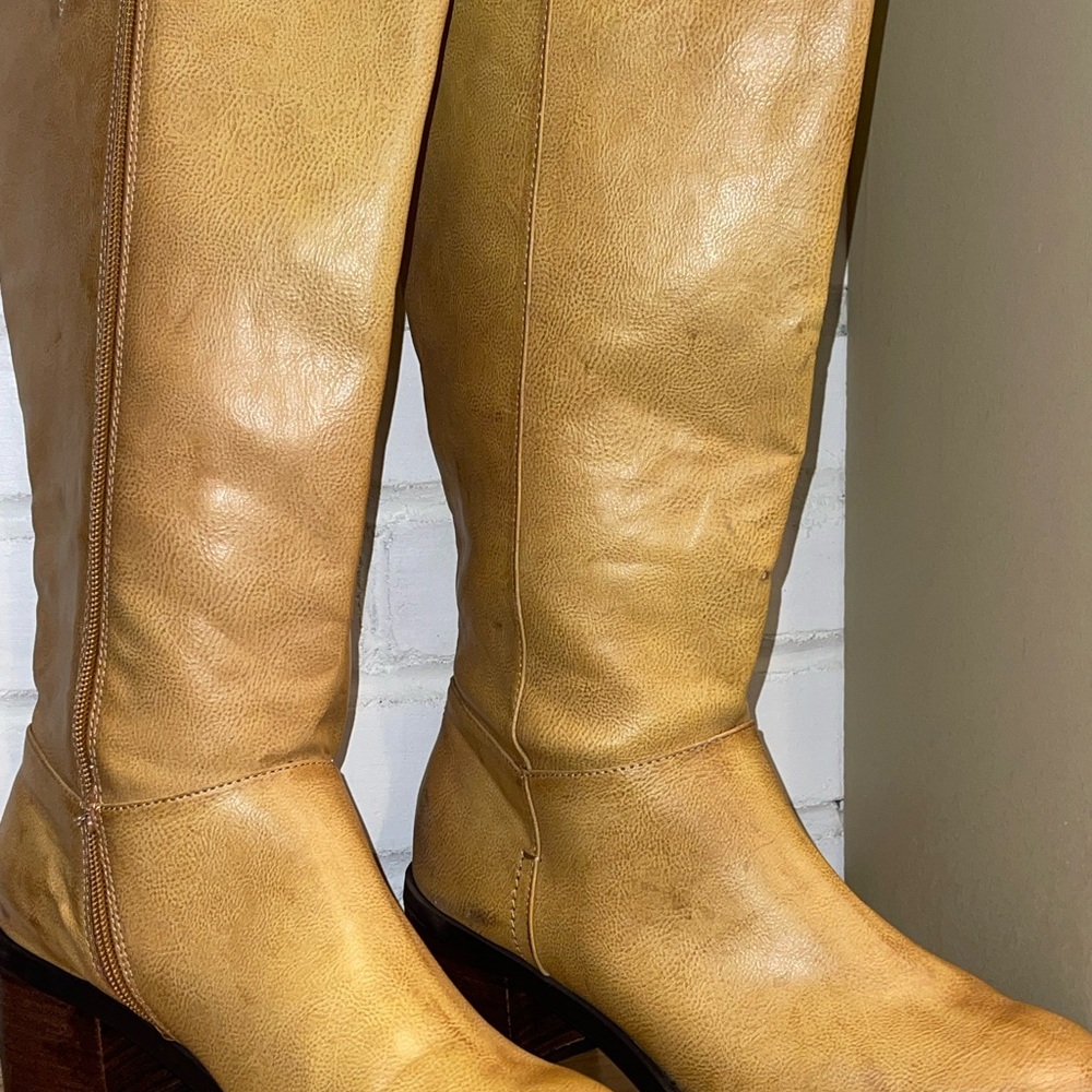 Tan Leather Knee-High Boots
